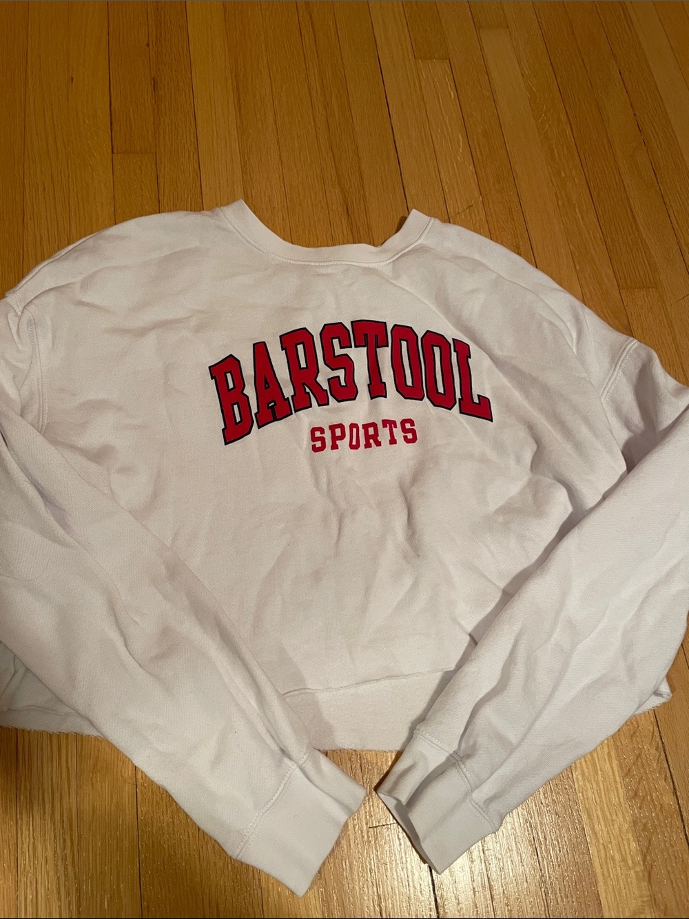 Barstool Sports White Crewneck Sweatshirt with Red Logo